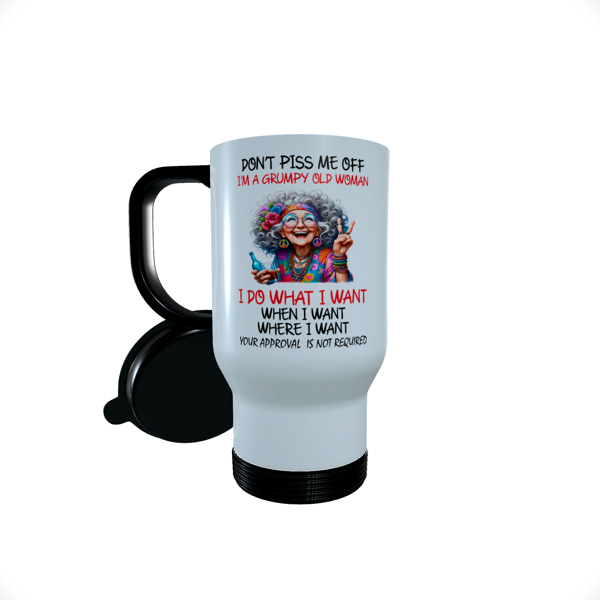 Grumpy Old Woman thermal travel mug - Click Image to Close